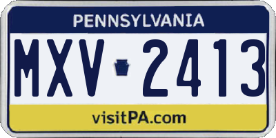 PA license plate MXV2413