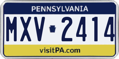 PA license plate MXV2414