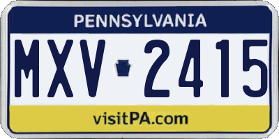 PA license plate MXV2415