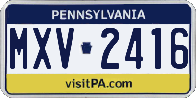 PA license plate MXV2416