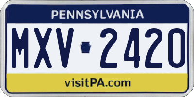 PA license plate MXV2420