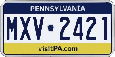 PA license plate MXV2421