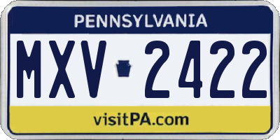 PA license plate MXV2422