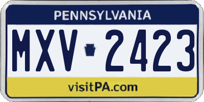 PA license plate MXV2423