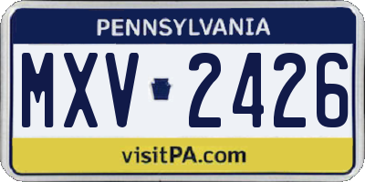 PA license plate MXV2426