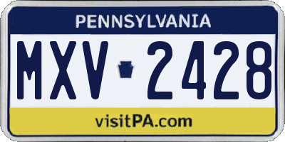 PA license plate MXV2428