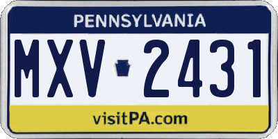 PA license plate MXV2431