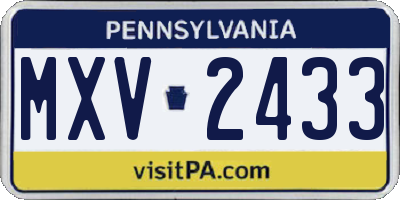 PA license plate MXV2433