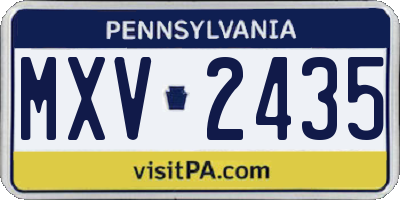 PA license plate MXV2435