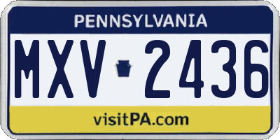 PA license plate MXV2436