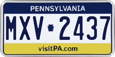 PA license plate MXV2437