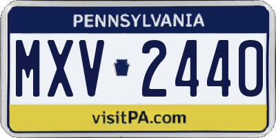 PA license plate MXV2440