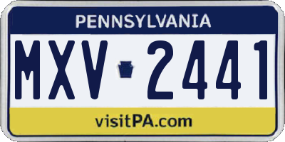 PA license plate MXV2441