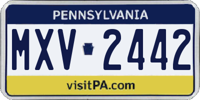PA license plate MXV2442