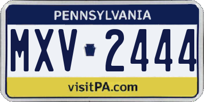 PA license plate MXV2444