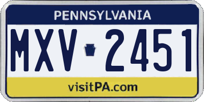 PA license plate MXV2451