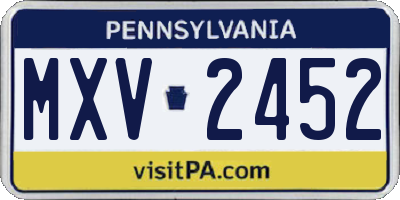 PA license plate MXV2452