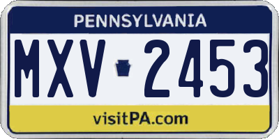 PA license plate MXV2453