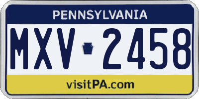 PA license plate MXV2458