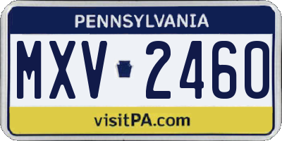 PA license plate MXV2460