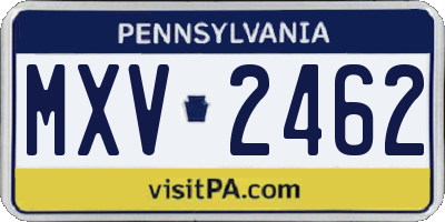 PA license plate MXV2462