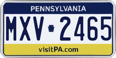 PA license plate MXV2465