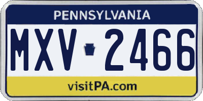 PA license plate MXV2466