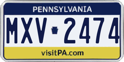 PA license plate MXV2474