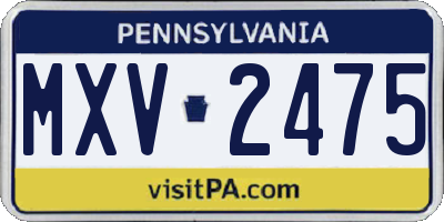 PA license plate MXV2475