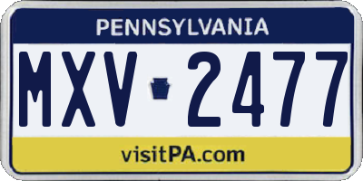 PA license plate MXV2477