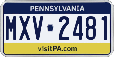 PA license plate MXV2481