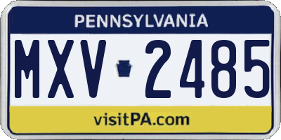 PA license plate MXV2485