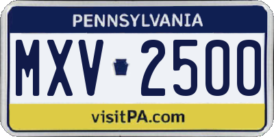 PA license plate MXV2500