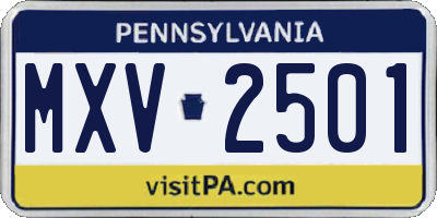 PA license plate MXV2501