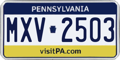 PA license plate MXV2503