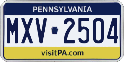 PA license plate MXV2504