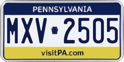 PA license plate MXV2505