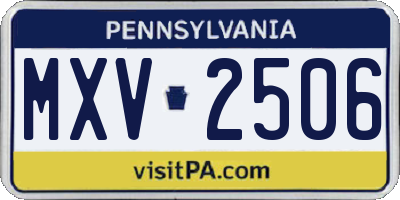 PA license plate MXV2506