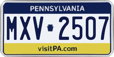 PA license plate MXV2507