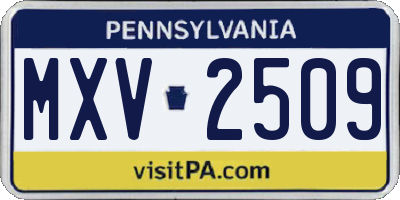 PA license plate MXV2509