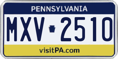 PA license plate MXV2510