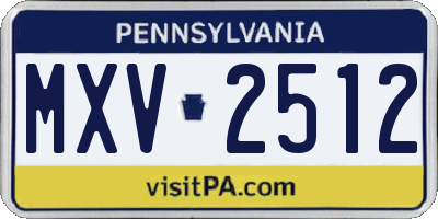 PA license plate MXV2512