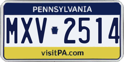 PA license plate MXV2514