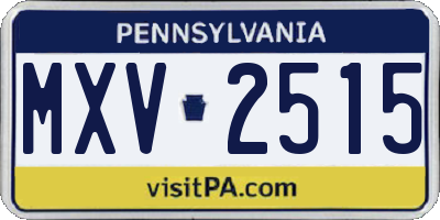 PA license plate MXV2515