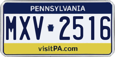 PA license plate MXV2516