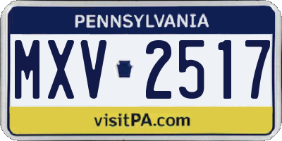 PA license plate MXV2517