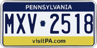 PA license plate MXV2518