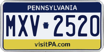 PA license plate MXV2520