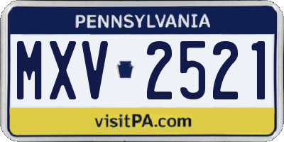 PA license plate MXV2521