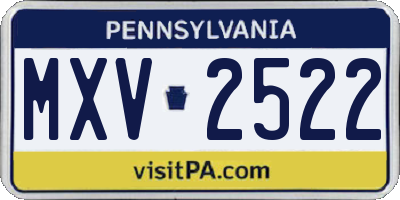 PA license plate MXV2522